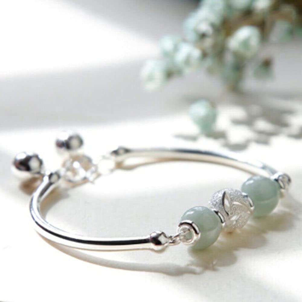 Bracciale Argento Donna,Bracciale Donna In Argento Sterling S990 Bracciale Cinese Vintage Aperto Con Polsino In Agata Verde Bracciale Donna In Argento Sterling Gioielli Regali Per Sua Moglie Fidanza