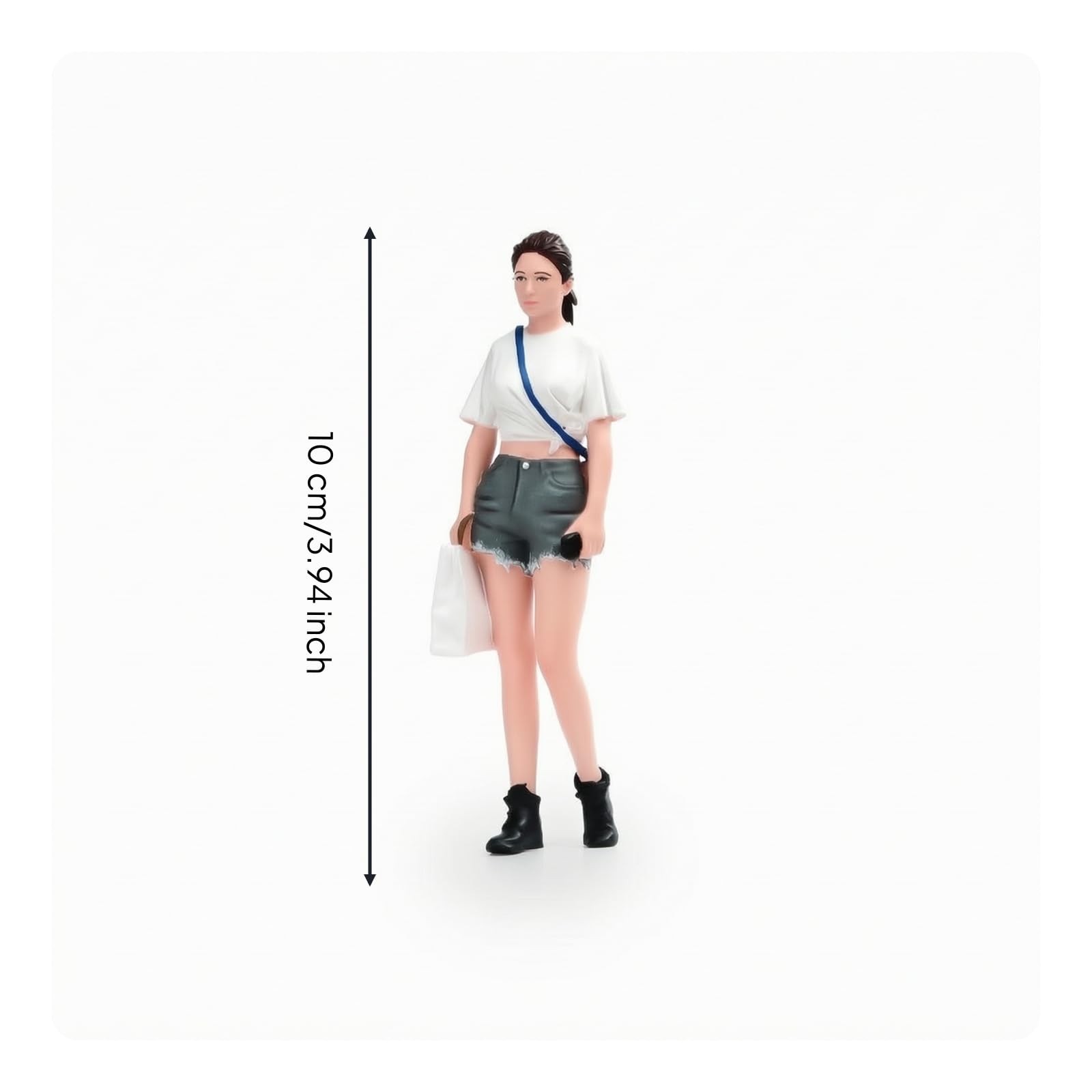 Figura de Moda Coleccionable Figura Miniatura Muñeca Femenina Resina Pintada a Mano con Ropa Moderna y Accesorios Adecuada para Dioramas Vitrinas Escritorio