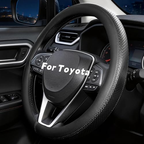 Noplkdss Steering Wheel Cover for Toyota RAV4, Camry, Corolla, Tacoma, Highlander, Sienna, Prius, Land Cruiser, Avalon, Venza, Fit 14.5-15 Wheels, Standard Size (Black)