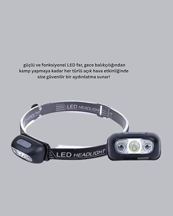 Gece Balıkçılığı İçin Ultra Parlak Şarjlı Kafa Lambası | 4 Işık Modu + USB Şarj [Enerji Sınıfı A+]