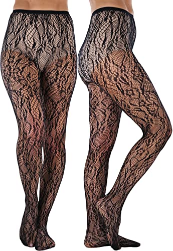 Image of ToBeInStyle Women's Elegant Floral Lace Inspired Spandex Net Full Length Tights