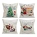 Suptee 4 Pack 18"x 18" Christmas Santa Claus Reindeer Christmas Tree Pattern Throw Pillow Covers Cushion Case Hidden Zipper Xmas Holiday, Sofa Car Decorative Pillowcase (Christmas)