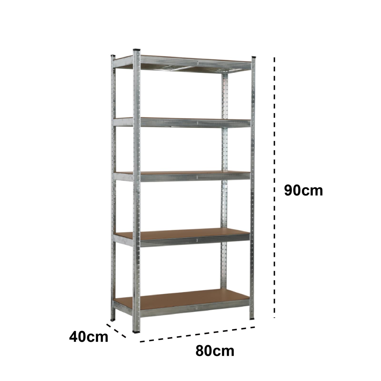 Estantería Metálica Modular de 5 Baldas - 180x90x40 cm - Capacidad de Carga de 875kg (175kg por Balda), Estructura de Acero Negro y Madera MDF - Montaje Sin Tornillos para Garaje y Taller (4)