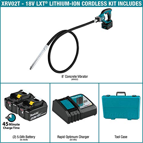 Makita Xrv02T 18V Lxt® Lithium-Ion Cordless 8' Concrete Vibrator Kit (5.0Ah) #TOP2