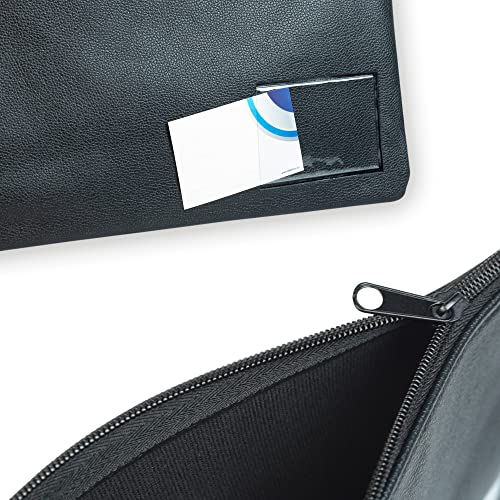 effektivo XL Banktasche Geldtasche für A4 mit Fenster, Reißverschluss und Schlaufen, Kunstleder schwarz, für Dokumente bis DIN A4