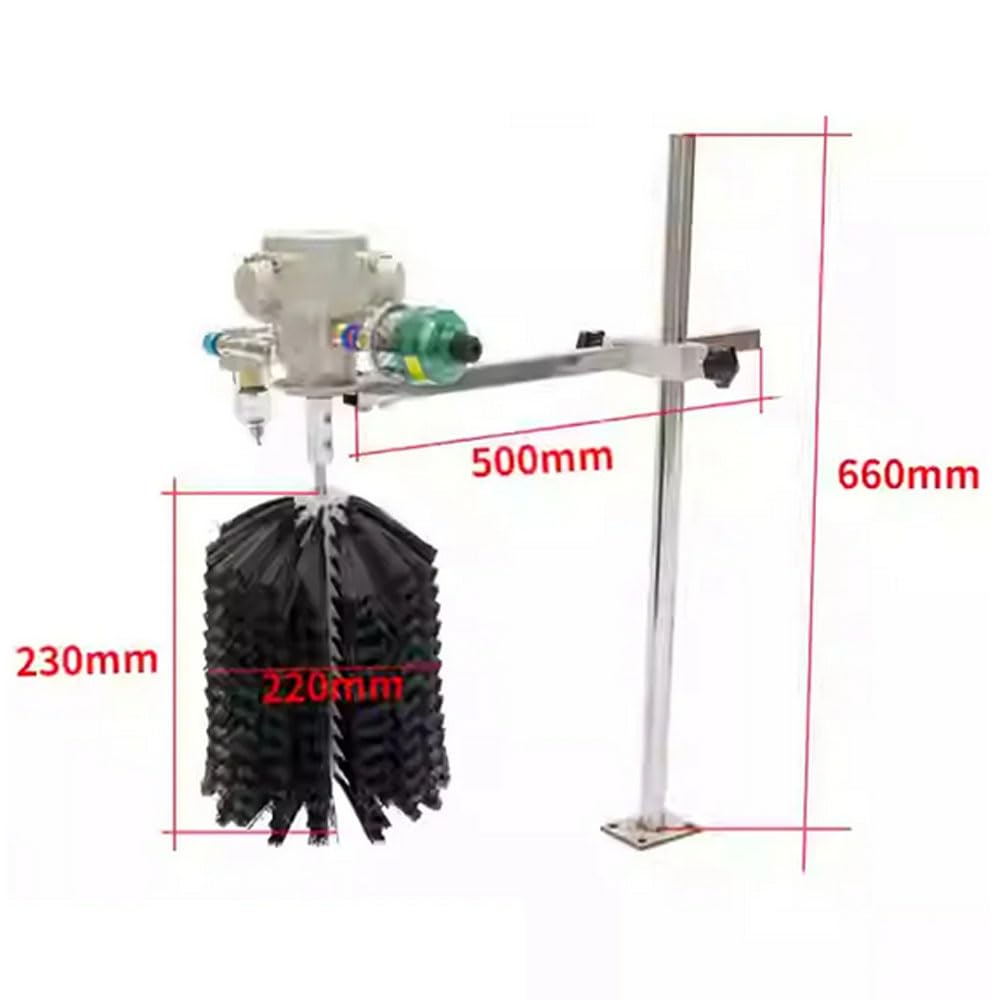 Pneumatic Dust Removal Brush for Industrial Assembly Line Automation Non-shedding Nylon Rotary Cleaning Brush 0-3000 RPM (Vertical)