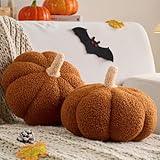 Pumpkin Pillow, 2 Pcs Thanksgiving Pumpkin Throw Pillow 11.8 x 6 Inch Fall Pillow Thanksgiving Cushion Pumpkin Shaped Throw for Halloween Pillow Bedroom Sofa Couch Fall Decor