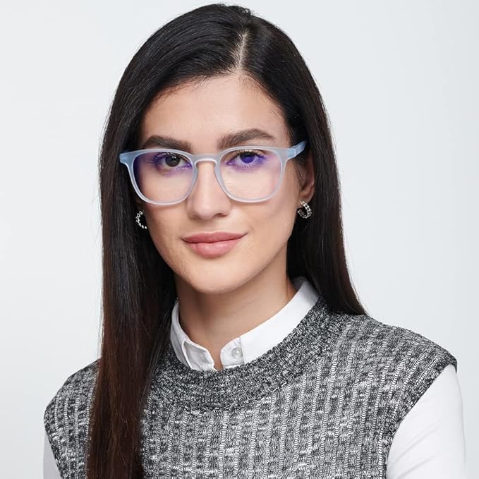 Image of Zero Power Computer Glasses - Blue Light Blocking, UV Protection, Lightweight Medium Specs for Digital Screen Safety, Stylish Everyday Wear, Eye Comfort for All-Day Use.