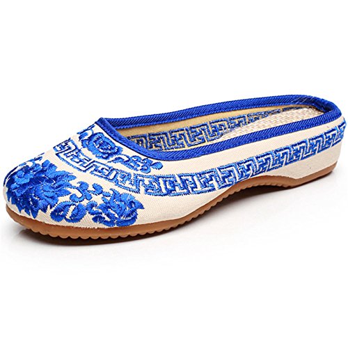 Qhome Womens Chinese Style Embroidery Round Toe Casual Walking Household