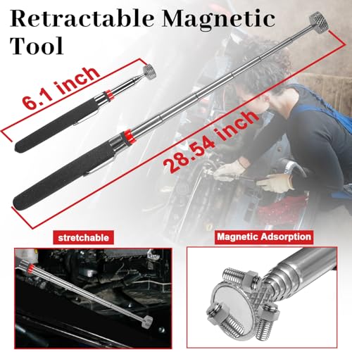 XQX 15-Piece Precision Pick Hook Set with Scraper and Magnetic Retractable Tool for Removal of Automotive Electronic Repair Hose Gaskets Manual Pickup Tool