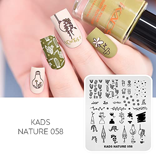 Rolabling Nail Stamping Plate Stainless Steel Nail Plates Template Nail Polish Stamping Nature Cactus Vase Image Stencil Manicure Printing Design (Na058) #TOP1