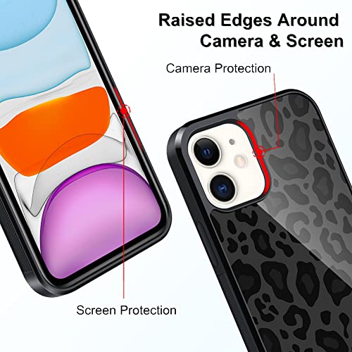 Teaught Compatible With Iphone 11 Case 6.1 Inch, Cute Pattern Black Leopard + Screen Protector Tire Shockproof Cover, Designed For Iphone 11 Case For Girls Women #TOP1