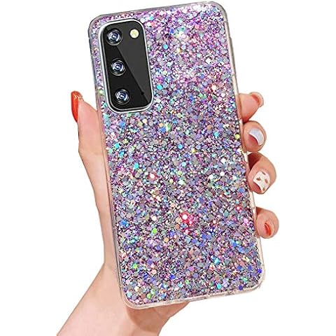 AmazFCCY Galaxy S23 Glitter Case, Cute Sparkle Bling Shiny Slim Soft Reflective Clear TPU Rubber Bumper for Girl Women Protective Cover for Samsung Galaxy S23 2023 (Purple) Cover