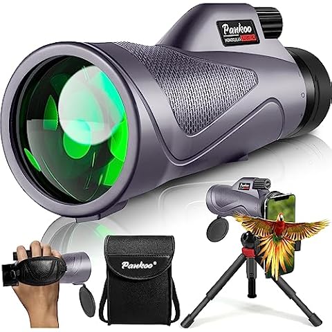 12x60 Purple Monocular Telescope High Powered with Smartphone Adapter Tripod and Portable Bag, Larger Vision Monoculars for Adults with BAK4 Prism & FMC Lens, Suitable for Bird Watching Hiking Travel Cover