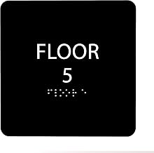 6" X6" Floor 5 Sign - ADA Compliant Tactile Graphics Grade 2 Braille Text Acrylic Wall Signs - Directional Assistance, Floor Number Safety Sign for Office, school Hospital, Apartment