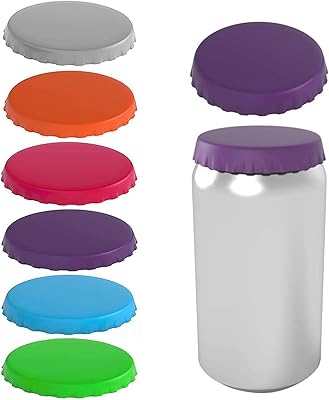 Soda or Beverage Can Lid, Cover or Protector, Fits Standard Soda/Beverage cans (2 Pack, Orange & Blue)