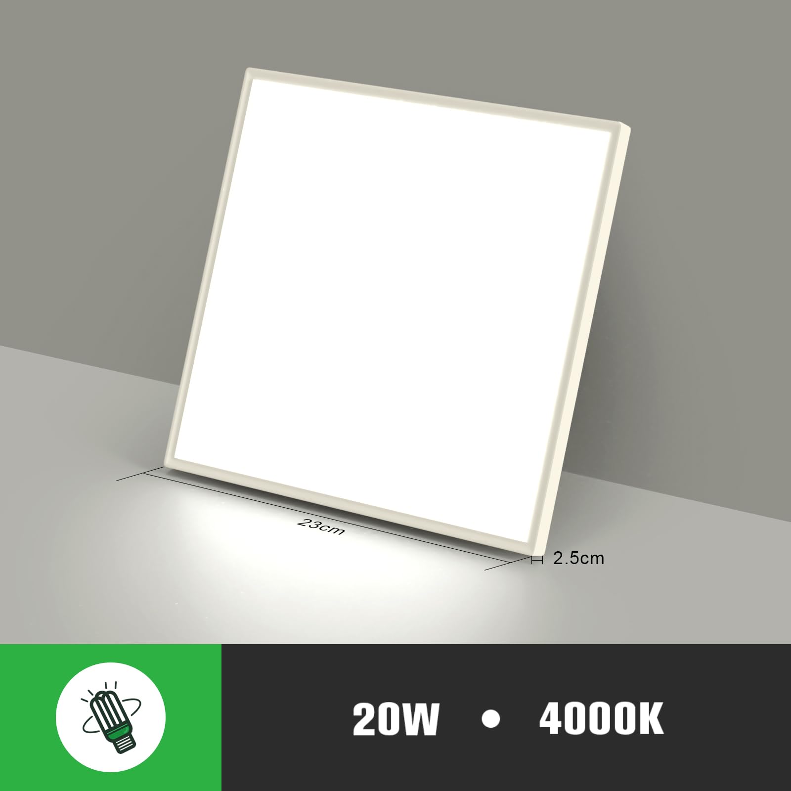 OTREN Plafoniera LED Soffitto Quadrata, 4000K Lampada da Soffitto LED, Moderno Lampadario LED per Bagno, Camera da Letto, Cucina, Soggiorno, Balcone, 23CM
