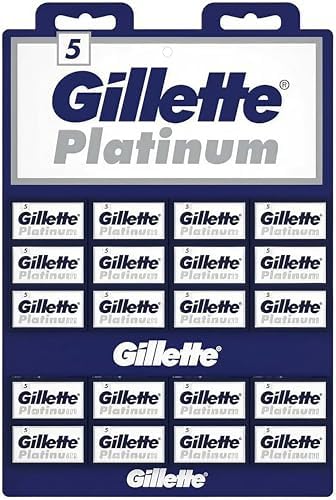 Gillette, 100 Gillette Platinum Double Edge Safety Razor Blades on a display card, 20 dispnesers of 5 Blades