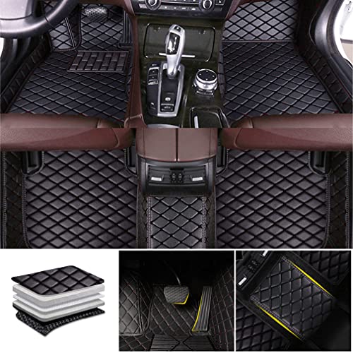 Cobear Tapis de Voiture Convient pour Peugeot 2008 2020-2021, Tous Temps Tapis Sol Voiture Imperméable et Antidérapant, Tapis en Cuir Ensemble Complet, Noir Cover