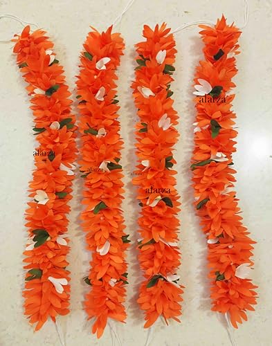 Image of Veni Gajra Hair Bun Artificial mogra Jasmine Juda Scrunchies For Women Pack 4 pieces (orange)