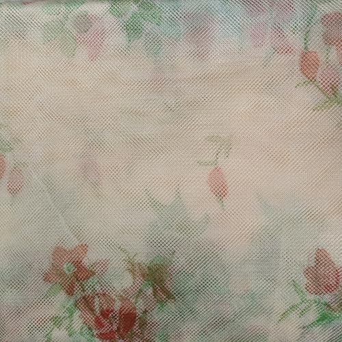 Image of Multicolor Soft Cotton Mosquito net Double Bed King Size | Pure Cotton Mosquito net (Printed -Cream, 7x5)