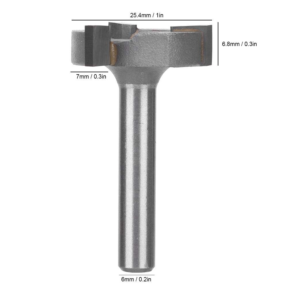 6mm Shank Router Bit 45# Carbon Steel 3-Flute T Type Professional Woodworking Hole Opener Router Bit Milling Cutting Tools (6mm Shank ) - Image 2