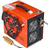 PCP Air Compressor, 4500 PSI / 30 MPa, 350W Motor, Auto Stop, Built-in Adapter, 12V DC or 110V / 220V AC Power, Portable Water/Oil-Free Pump for Paintball, Air Rifle, Airguns, HPA Tanks, Orange