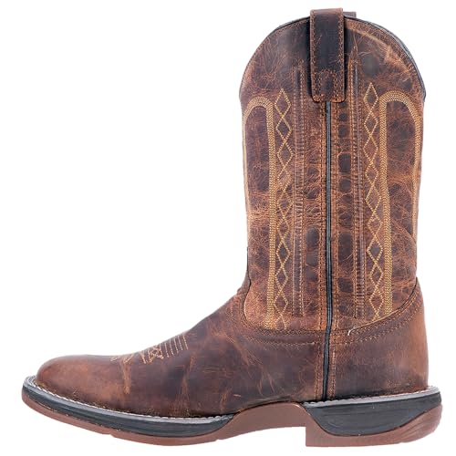 Laredo Mens Bennett Distressed Embroidered Square Toe Pull On Casual Boots Mid Calf - Brown4