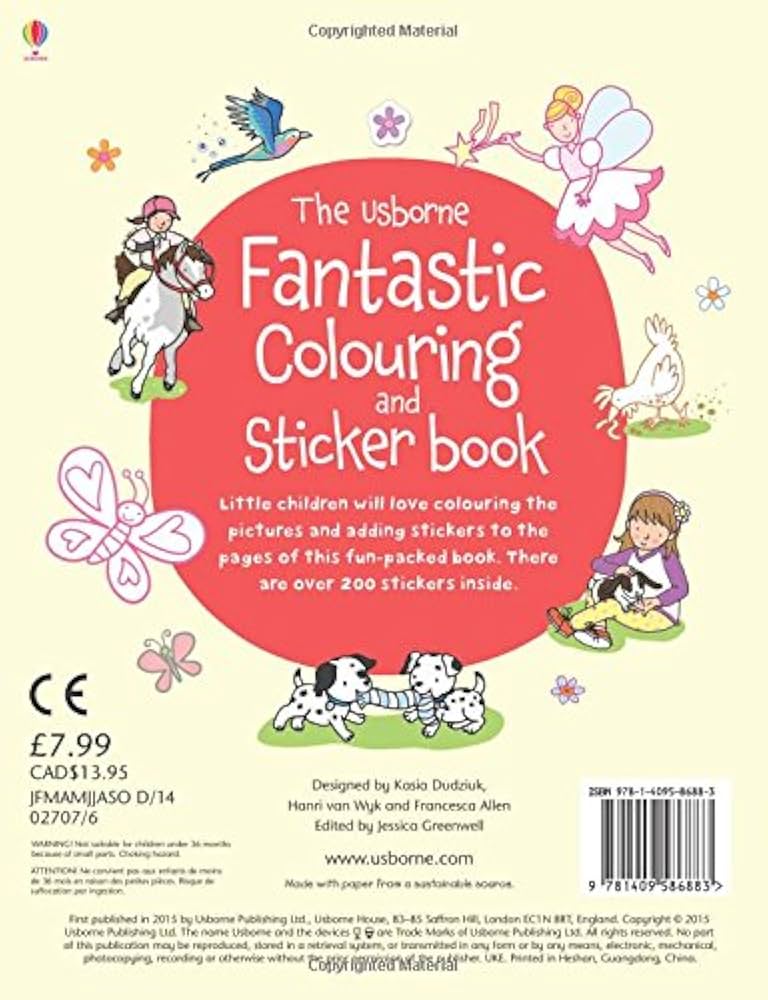 Amazon | Usborne Fantastic Colouring and Sticker Book (Sticker and