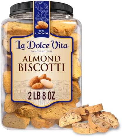 Almond Biscotti, Authentic Italian-Style Cookies, 40oz Jar