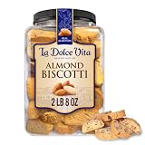 La Dolce Vita Almond Biscotti, Authentic Italian-Style Cookies, 40oz Jar