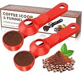 2-in-1-Kaffeeschaufel mit Trichter, 2 Teelöffel Messlöffel für wiederverwendbare K-Becher, gemahlenen Kaffee, Proteinpulver und Tee, sauberes Kunststoffdesign (Rot, 2er-Pack)