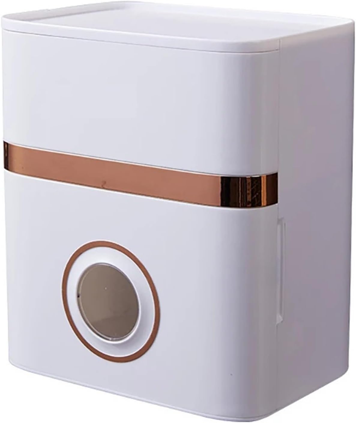 1pc Luxury Wall Hanging Double Drawer Tissue Box Perforation-Free Toilet Storage Shelf Household Roll Paper(White)