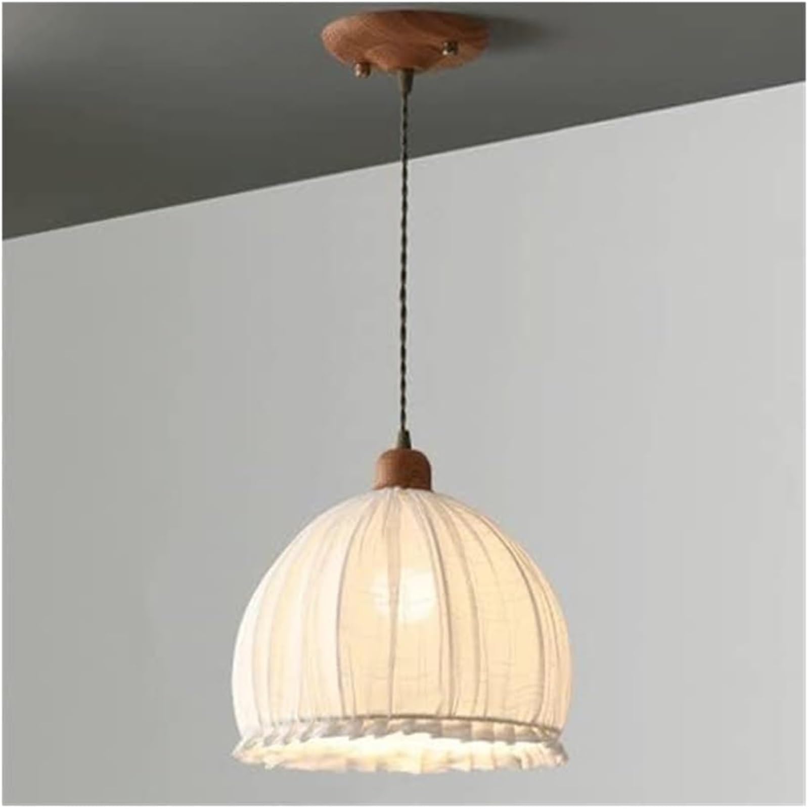 GWJKG Nowoczesne 1 bębna sufitowa ciepłe i proste wiszące lampy tkaniną cień metalowe światło wyspowe z sypialnią iluminację szklane żyrandole (białe)