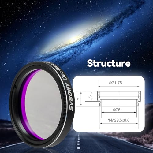 Svbony SV220 Astro Dual Schmalbandfilter, 1.25\ 7nm H-Alpha OIII Filter, Reduziert Lichtverschmutzung, Geeignet für Farb-CMOS-Kameras, Teleskopfilter für Deep Sky Astrofotografie
