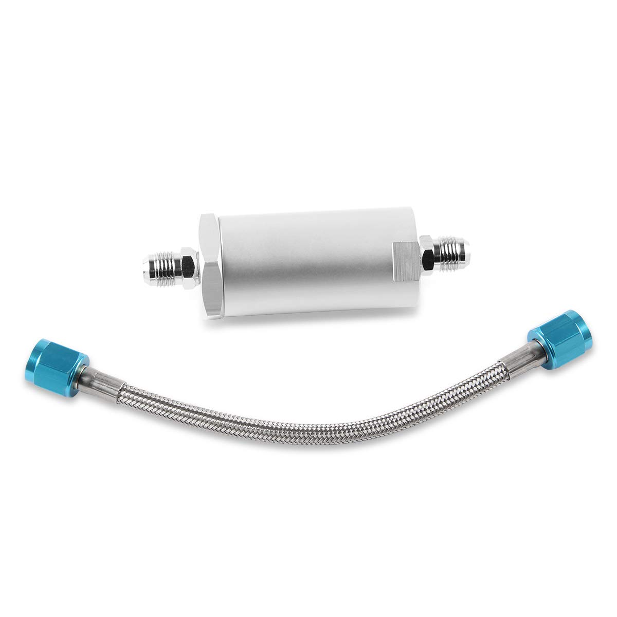 Nitrous Filter and 7" Stainless Hose (Silver, 6an)