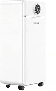 CHIVALZ Dehumidifier for Basement,1500 Sq.Ft Quiet Dehumidifier for Home, Bedroom, Bathroom, Humidity Display, with Drain Hose, Auto Shut Off, 3 Modes, Timer, Auto Defrost, Child Lock, White