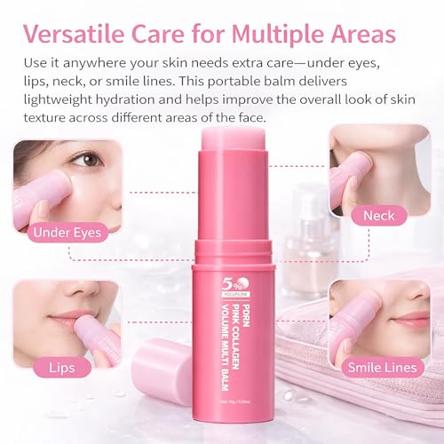Velare Oil PDRN Pink Collagen Volume Multi Balm, 5% Volufiline NAD Infused for Radiant-Looking, Smooth-Looking Texture, PDRN Stick, Revitalizing Care for Smooth Face & Body for Under-Eyes, Neck, Forehead