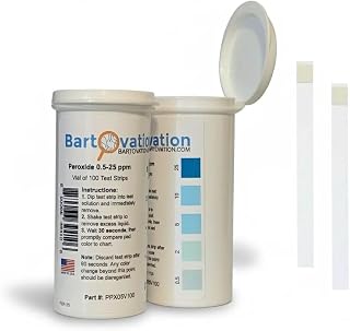 Hydrogen Peroxide H2O2 Test Strips, Low Level, 0.5-25 ppm [Vial of 100 Strips]