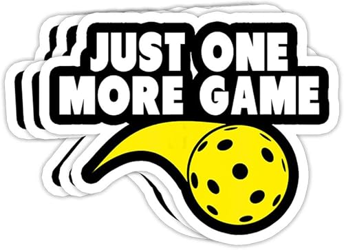 Pickleball Just One More Game - Calcomanías de vinilo de 4 x 3 pulgadas, calcomanía para laptop, calcomanía para botella de agua (juego de 3)