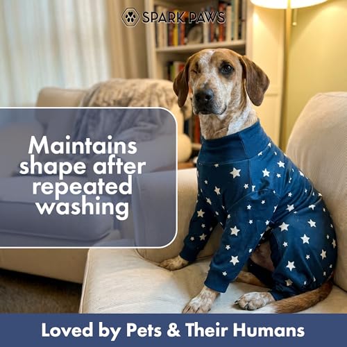 Image of Spark Paws Dog Pajama, Dog Recovery Suit Male, Onesie, Ultra-Soft and 4-Way Stretch, for Small Medium and Large Breed - Stars - S