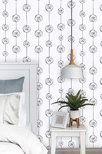 Feisoon 17.7" Ｘ394 White And Black Stripe Peel And Stick Wallpaper Modern Stripe Contact Paper Removable Wallpaper Self Adhesive Wallpaper Black Lines Wallpaper For Home Bedroom Wall Furniture Decor #TOP6