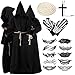 Produktbild STFYUG Mönch Kostüm - Halloween Kostüm Priester mit Kapuze - Mönchskutte für Party Cosplay (L)