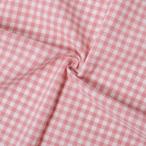 HHZZMIAO 57”W x 36”L Gingham Poly-Cotton Fabric Cut By The