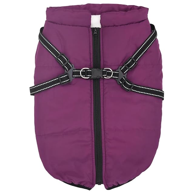 Foto 7 de 8 de vidaXL Abrigo para Perro con arnés Impermeable Reflectante L Morado