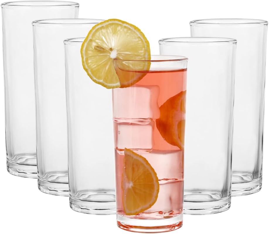 Highball Glasses Set of 24-8oz Tall Water Glasses for Mojito, Whiskey, Cocktails - Clear Drinking Glassware for Kitchen - Tall Drinking Glasses Set for Mixed Drinks (Glass, 24PCS8OZ)