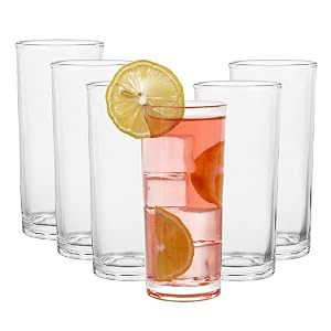 Highball Glasses Set of 6-8oz Tall Water Glasses for Mojito Whiskey Cocktails - Clear Drinking Glassware for Kitchen