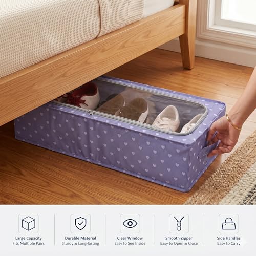 Image of DecorTwist Large Under Bed Storage Box | Heavy-Duty Foldable Organiser with Thick PVC Transparent Cover | Dustproof Storage for Clothes, Shoes, Quilts & Blankets | Home Organizer | Style 2 | Pack of 1