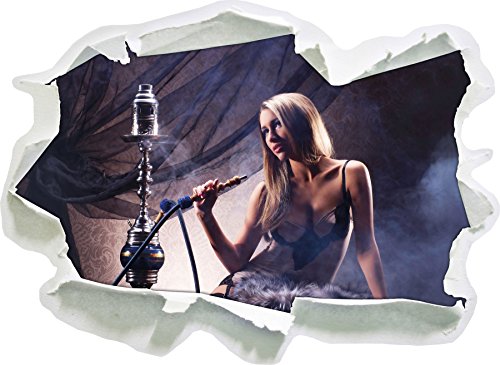 Stil.Zeit Schöne Frau mit Shisha, Papier 3D-Wandsticker Format: 92x67 cm Wanddekoration 3D-Wandaufkleber Wandtattoo