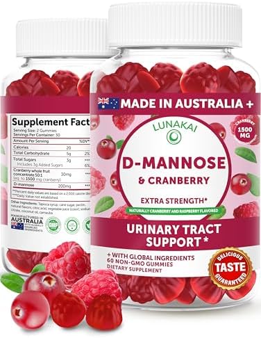 Lunakai Cranberry Gummies for Women with D-Mannose, 60 count bottle